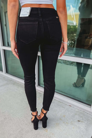 KanCan Edge of Glory Distressed Ankle Mid Rise Black Jeans - Simply Me Boutique