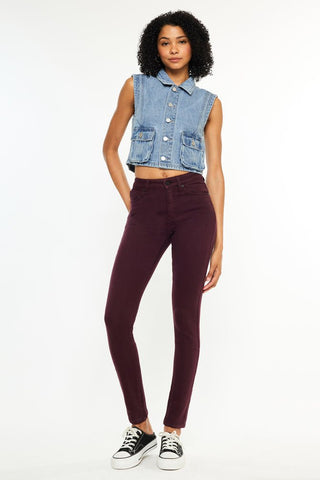 KANCAN Gia High Rise Super Skinny Burgundy Jeans - Simply Me Boutique