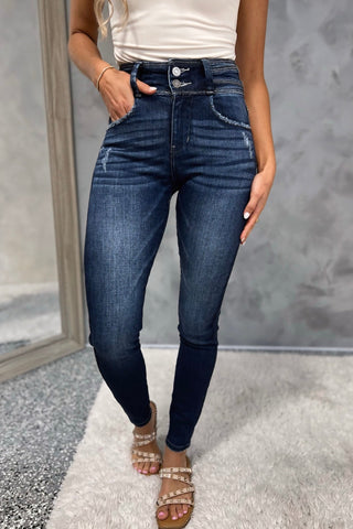 KANCAN Holly Double Button High Rise Skinny Jeans - Simply Me Boutique