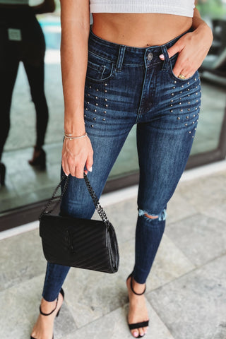 KANCAN Kate Studded Mid Rise Ankle Skinny - Simply Me Boutique