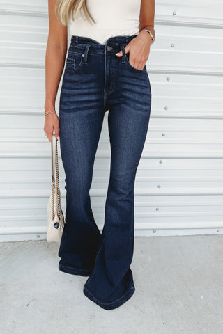 KANCAN Kennedy Dark Wash Super Flare Jeans - Simply Me Boutique