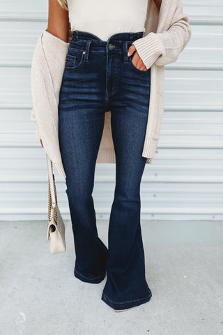 KANCAN Kennedy Dark Wash Super Flare Jeans - Simply Me Boutique