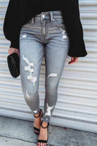 KANCAN Lyla Grey Distressed Jeans - Simply Me Boutique