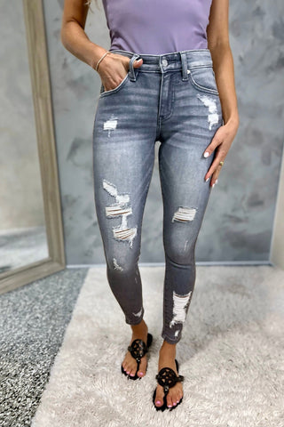 KANCAN Lyla Grey Distressed Skinny Jeans - Simply Me Boutique