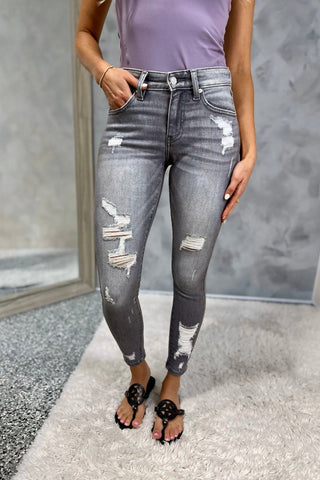 KANCAN Lyla Grey Distressed Skinny Jeans - Simply Me Boutique