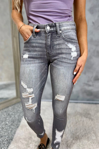KANCAN Lyla Grey Distressed Skinny Jeans - Simply Me Boutique
