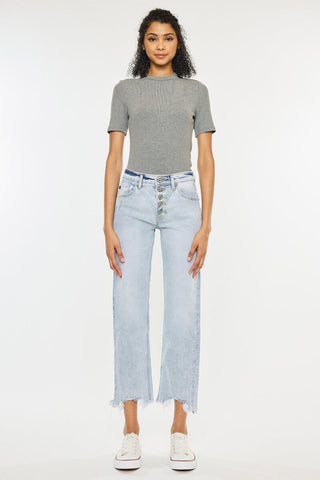 Kancan Selena Acid Wash Button Fly Straight Jeans - Simply Me Boutique