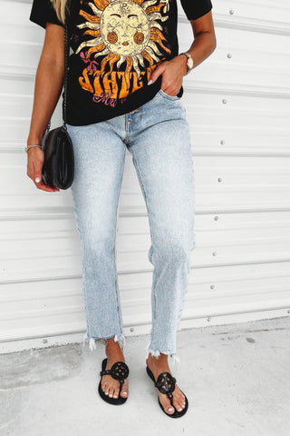 KANCAN Selena Button Fly Straight Leg Jeans - Simply Me Boutique