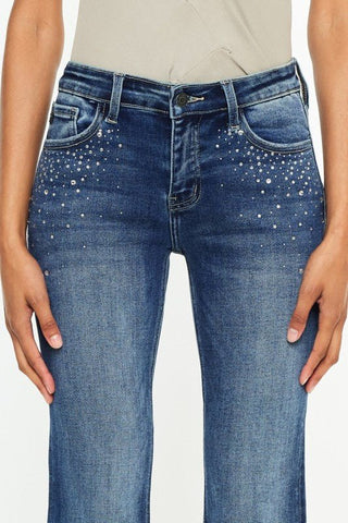 KANCAN Shimmer Mid Rise Flare Jeans - Simply Me Boutique