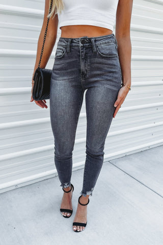 KANCAN Spring in Your Step Ankle Skinny Jeans (GREY) - Simply Me Boutique