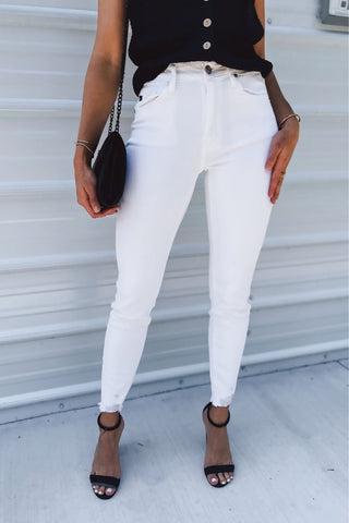 KANCAN Spring in Your Step Ankle White Skinny Jeans - Simply Me Boutique