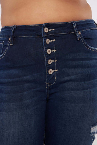 Kancan Walk on By Button Fly Distressed Jeans - Simply Me Boutique