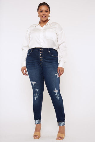 Kancan Walk on By Button Fly Distressed Jeans - Simply Me Boutique