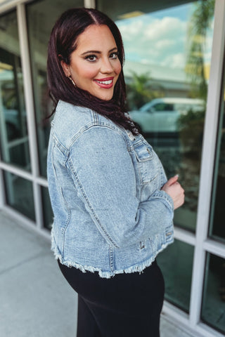 KANCAN Zoey Fray Hem Denim Jean Jacket 2 COLORS! - Simply Me Boutique