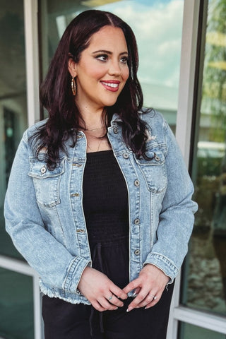 KANCAN Zoey Fray Hem Denim Jean Jacket 2 COLORS! - Simply Me Boutique