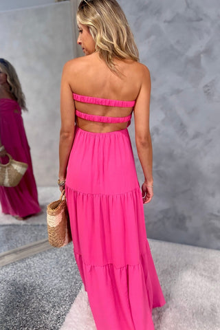 Leave You Breathless Cutout Maxi Dress (Hot Pink) - Simply Me Boutique