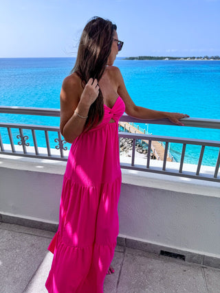 Leave You Breathless Cutout Maxi Dress (Hot Pink) - Simply Me Boutique