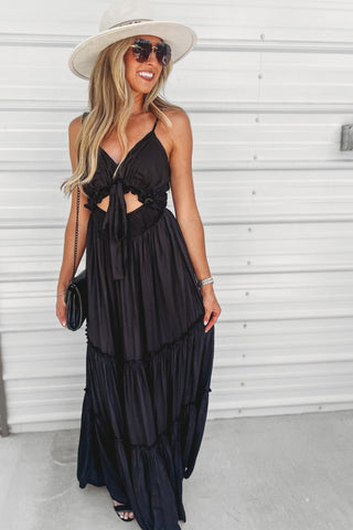 Lighter than a Feather Tiered Maxi Dress (Black) - Simply Me Boutique
