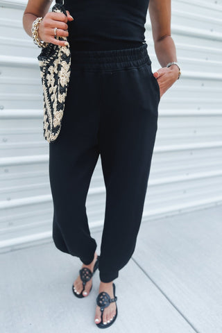 Luxe Scuba Black Joggers - Simply Me Boutique