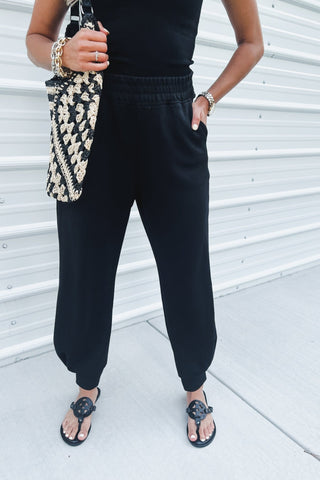 Luxe Scuba Black Joggers - Simply Me Boutique