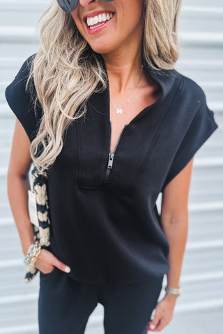 Luxe Scuba Black Top - Simply Me Boutique