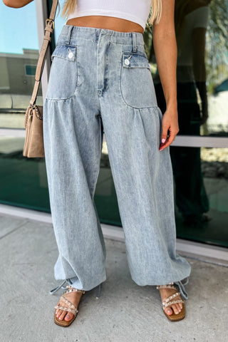 âš¡ï¸Market Exclusive! âš¡ï¸Boho Inspired Mineral Washed Denim Pants - Simply Me Boutique