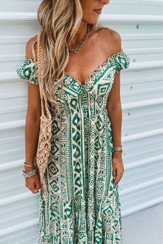 Meadow Dunes Abstract Maxi Dress - Simply Me Boutique