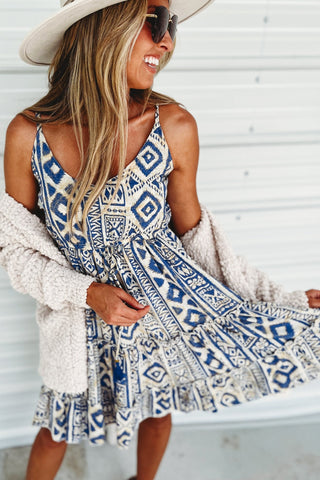 Mystic Mirage Blue Tiered Dress - Simply Me Boutique