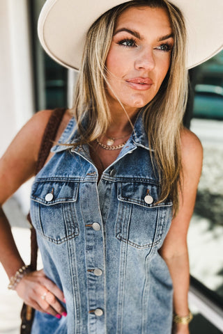 Nashville Nights Denim Halter Dress - Simply Me Boutique