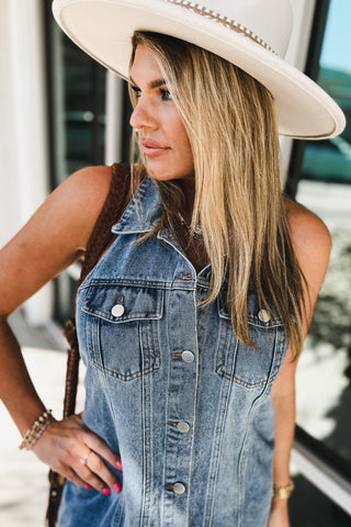 Nashville Nights Denim Halter Dress - Simply Me Boutique