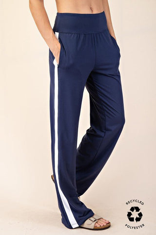 Navy White Accent Striped Pants - Simply Me Boutique