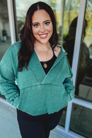 Nora Acid Wash V Neck Hoodie 4 COLORS! - Simply Me Boutique