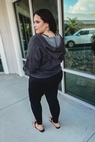 Nora Acid Wash V Neck Hoodie 4 COLORS! - Simply Me Boutique