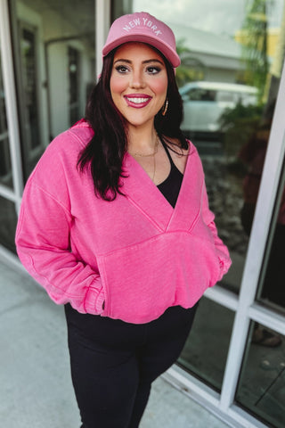 Nora Acid Wash V Neck Hoodie 4 COLORS! - Simply Me Boutique