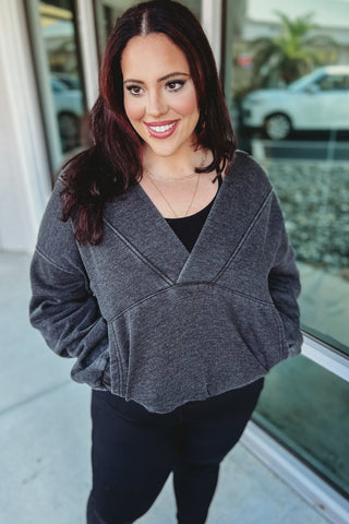 Nora Acid Wash V Neck Hoodie 4 COLORS! - Simply Me Boutique
