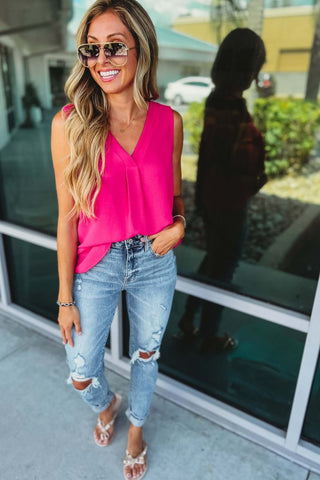 Office Basic V Neck Sleeveless Top 6 COLORS! - Simply Me Boutique