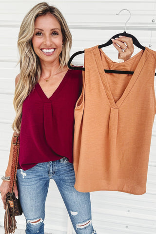 Office Basic V Neck Sleeveless Top - Simply Me Boutique