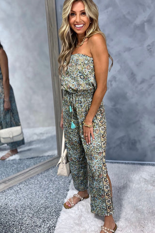 On My Way Paisley Turquoise Jumpsuit - Simply Me Boutique
