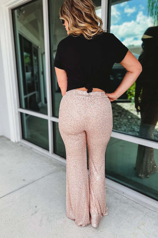 One Step Away Sequin Flare Pants - Simply Me Boutique