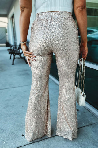 One Step Away Sequin Flare Pants - Simply Me Boutique