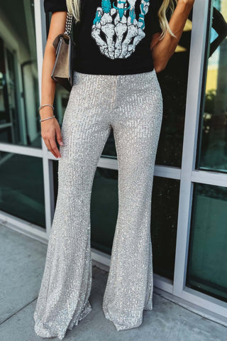 One Step Away Sequin Flare Pants - Simply Me Boutique