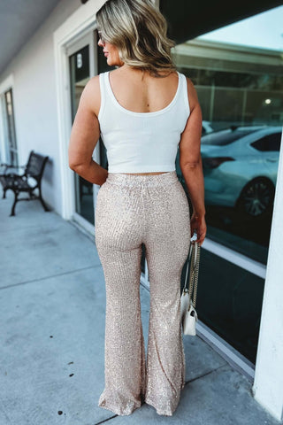 One Step Away Sequin Flare Pants - Simply Me Boutique
