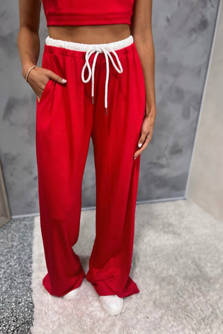Out & About Red Double Layer Crop Top Pants SET - Simply Me Boutique