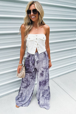 Painted Sky Wide - Leg Pants (Grey) - Simply Me Boutique