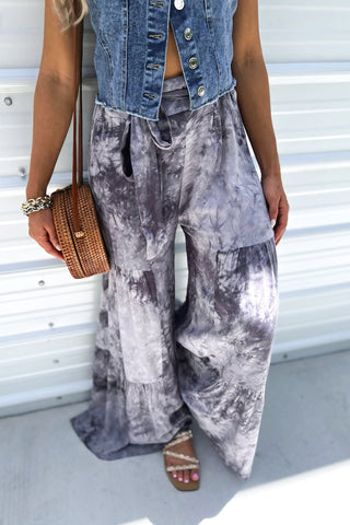 Painted Sky Wide - Leg Pants (Grey) - Simply Me Boutique