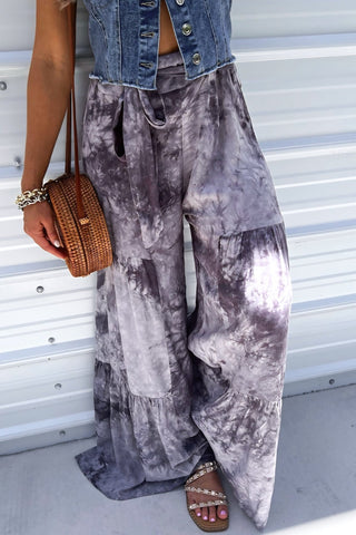 Painted Sky Wide - Leg Pants (Grey) - Simply Me Boutique