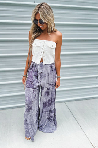 Painted Sky Wide - Leg Pants (Grey) - Simply Me Boutique
