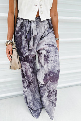 Painted Sky Wide - Leg Pants (Grey) - Simply Me Boutique