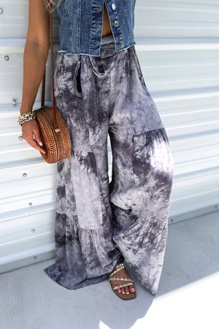 Painted Sky Wide - Leg Pants (Grey) - Simply Me Boutique