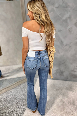 PETRA153 Ashton Flare Jeans MEDIUM WASH - Simply Me Boutique